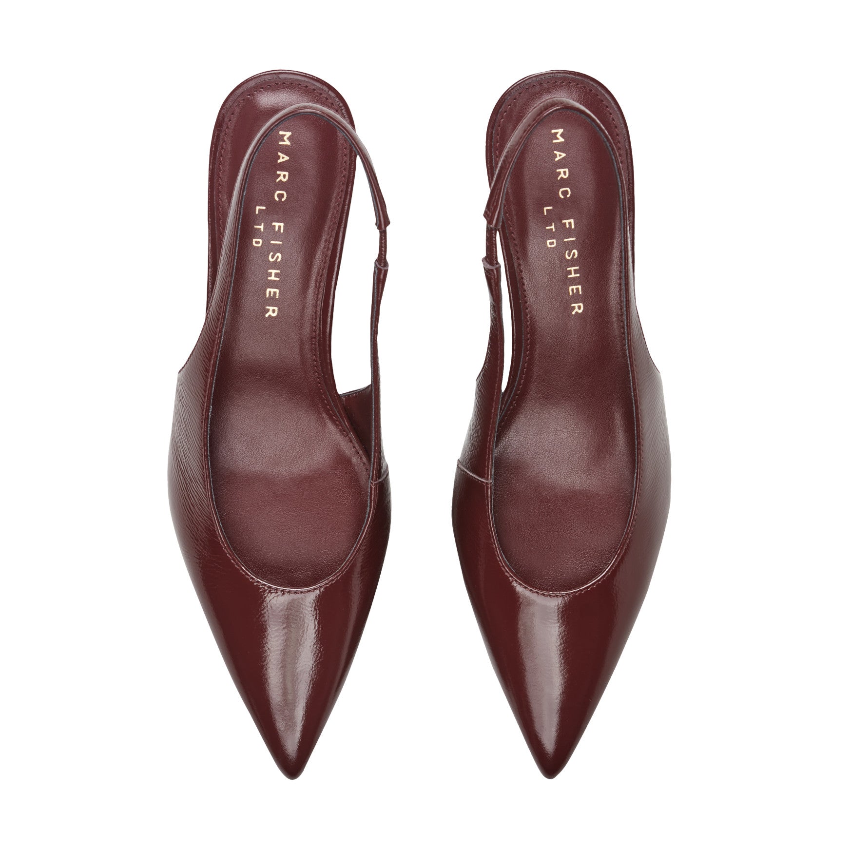 Taten Leather Wedge Slingback Pump - Dark Red Patent Leather / Marc Fisher US