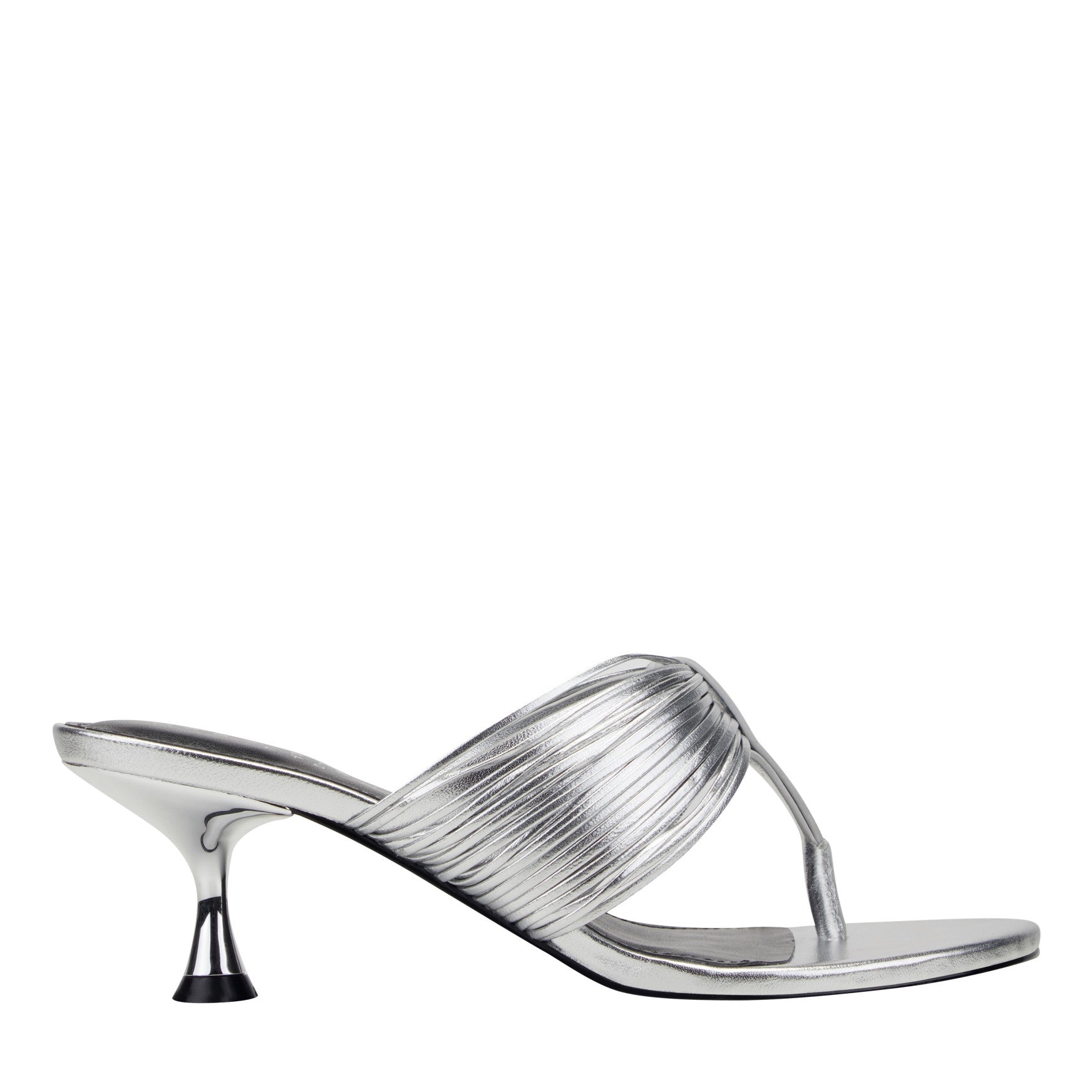 Pamilla Leather Heeled Thong Sandal - Silver Leather / Marc Fisher On Sale