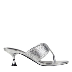 Pamilla Leather Heeled Thong Sandal - Silver Leather / Marc Fisher On Sale