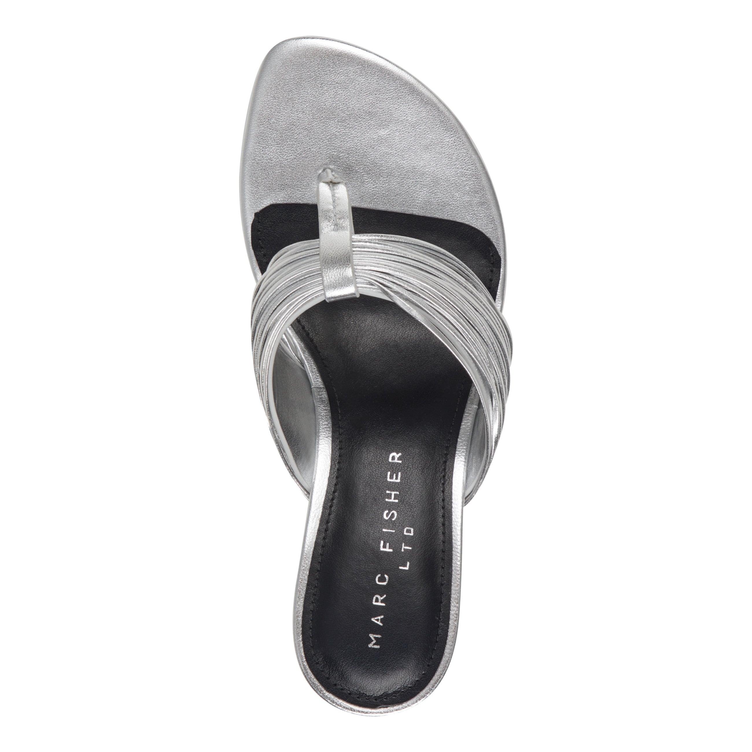 Pamilla Leather Heeled Thong Sandal - Silver Leather / Marc Fisher On Sale