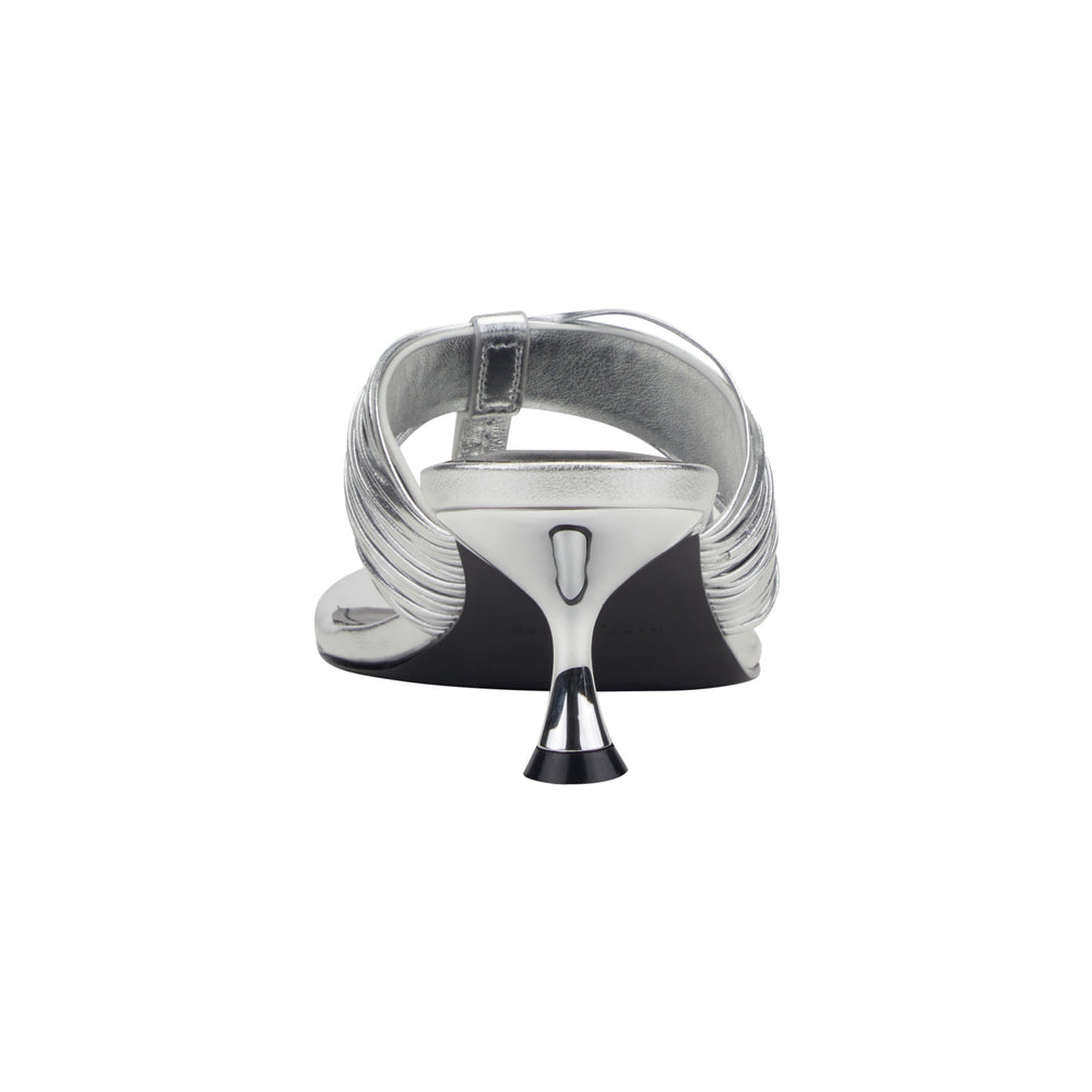 Pamilla Leather Heeled Thong Sandal - Silver Leather / Marc Fisher On Sale