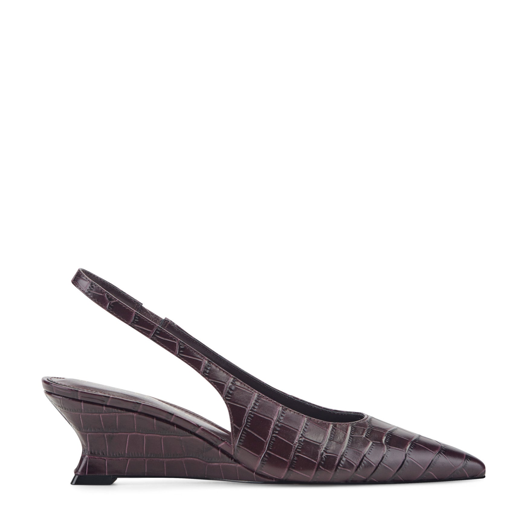 Taten Leather Wedge Slingback Pump - Dark Red Croco Embossed Leather / Marc Fisher On Sale