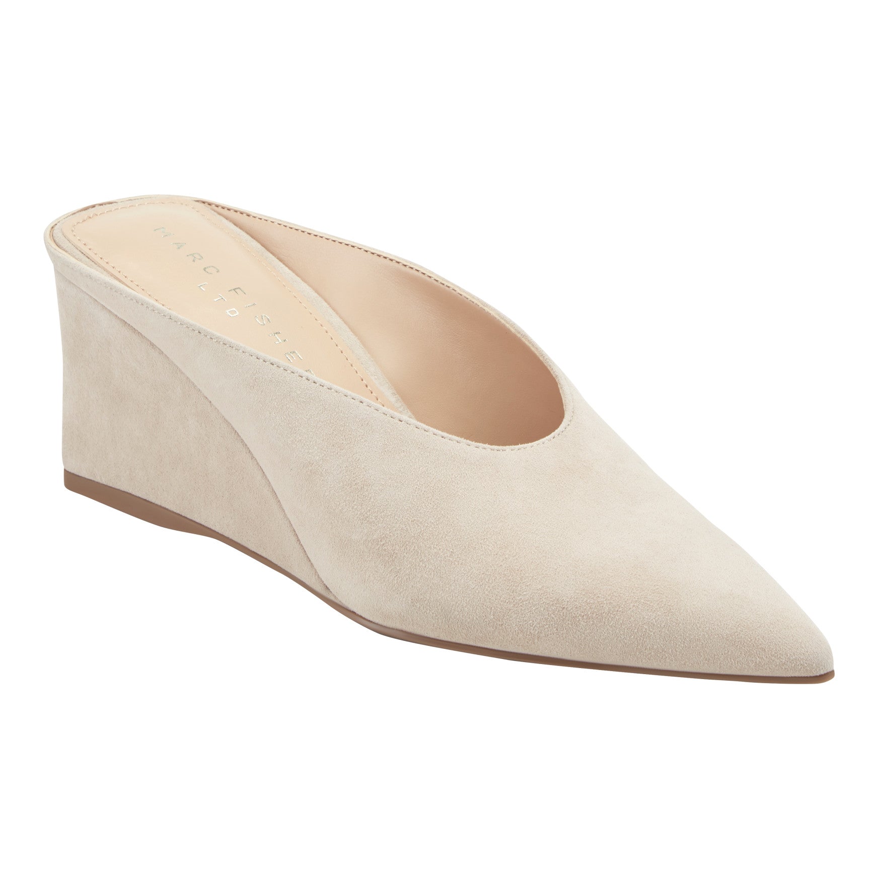 Malley Leather Wedge Mule - Natural Suede / Marc Fisher Discount