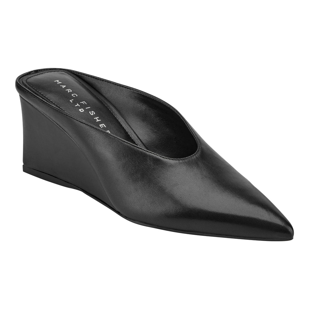 Malley Leather Wedge Mule - Black Leather / Marc Fisher Online