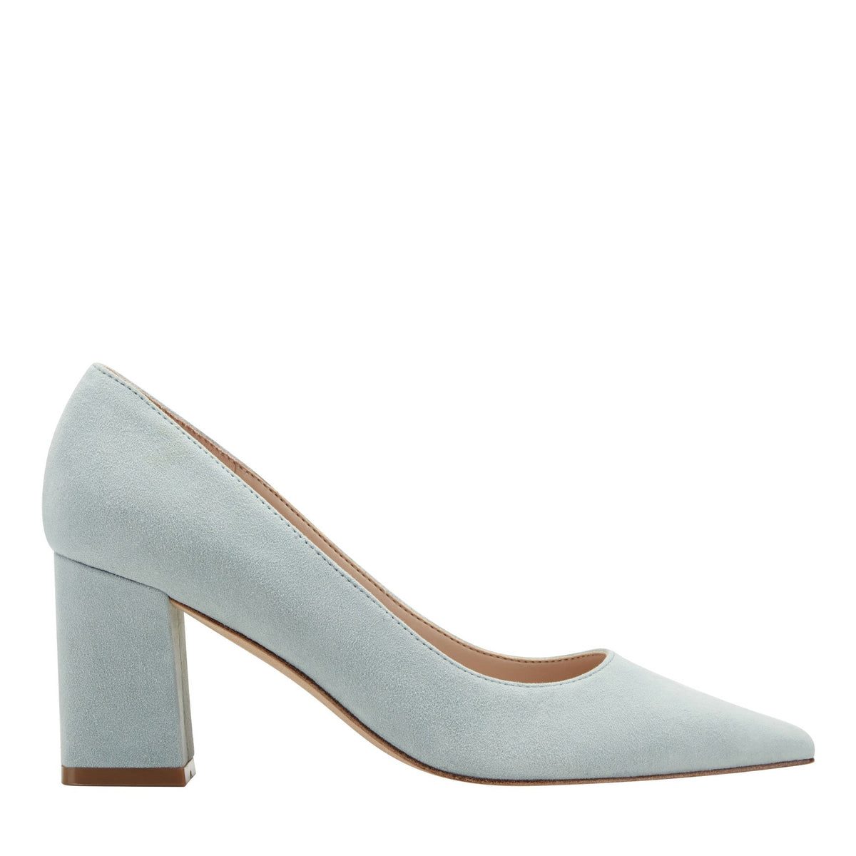 Zala Block Heel Pointy Toe Pump - Light Blue Suede / Marc Fisher Sale