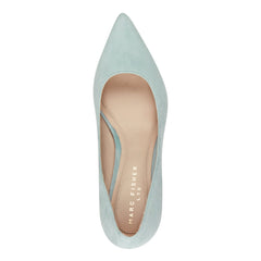Zala Block Heel Pointy Toe Pump - Light Blue Suede / Marc Fisher Sale