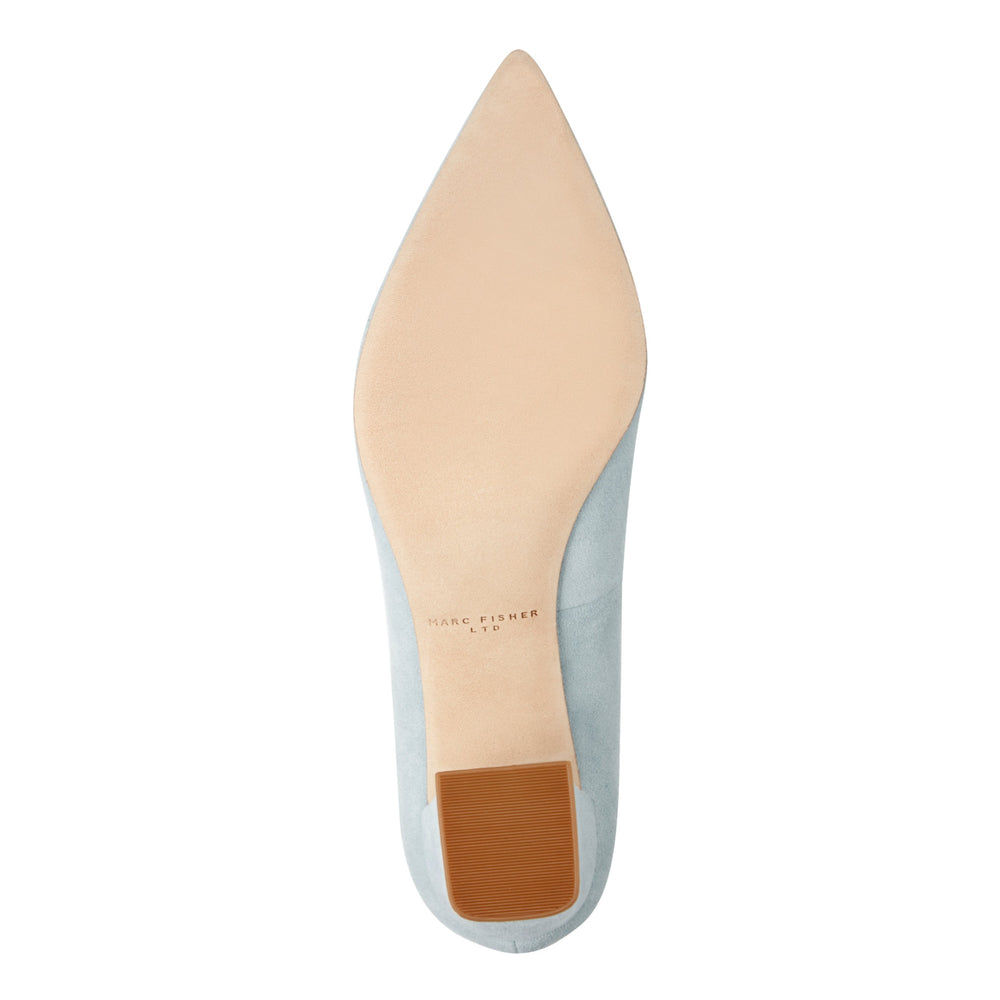 Zala Block Heel Pointy Toe Pump - Light Blue Suede / Marc Fisher Sale