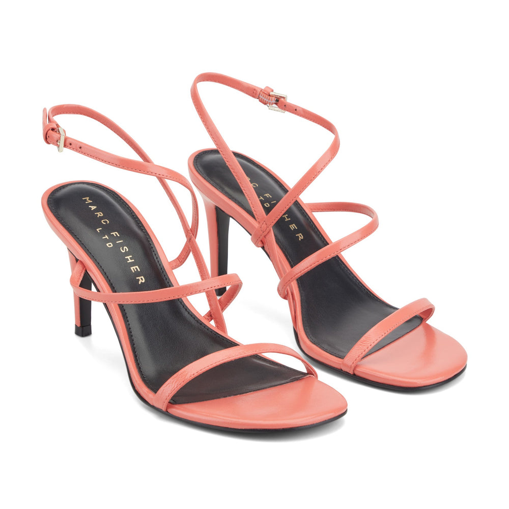 Denzi Strappy Leather Sandal - Coral Leather / Marc Fisher US