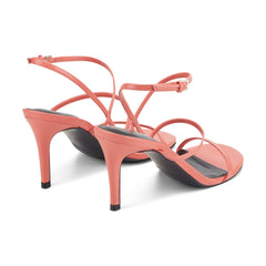Denzi Strappy Leather Sandal - Coral Leather / Marc Fisher US
