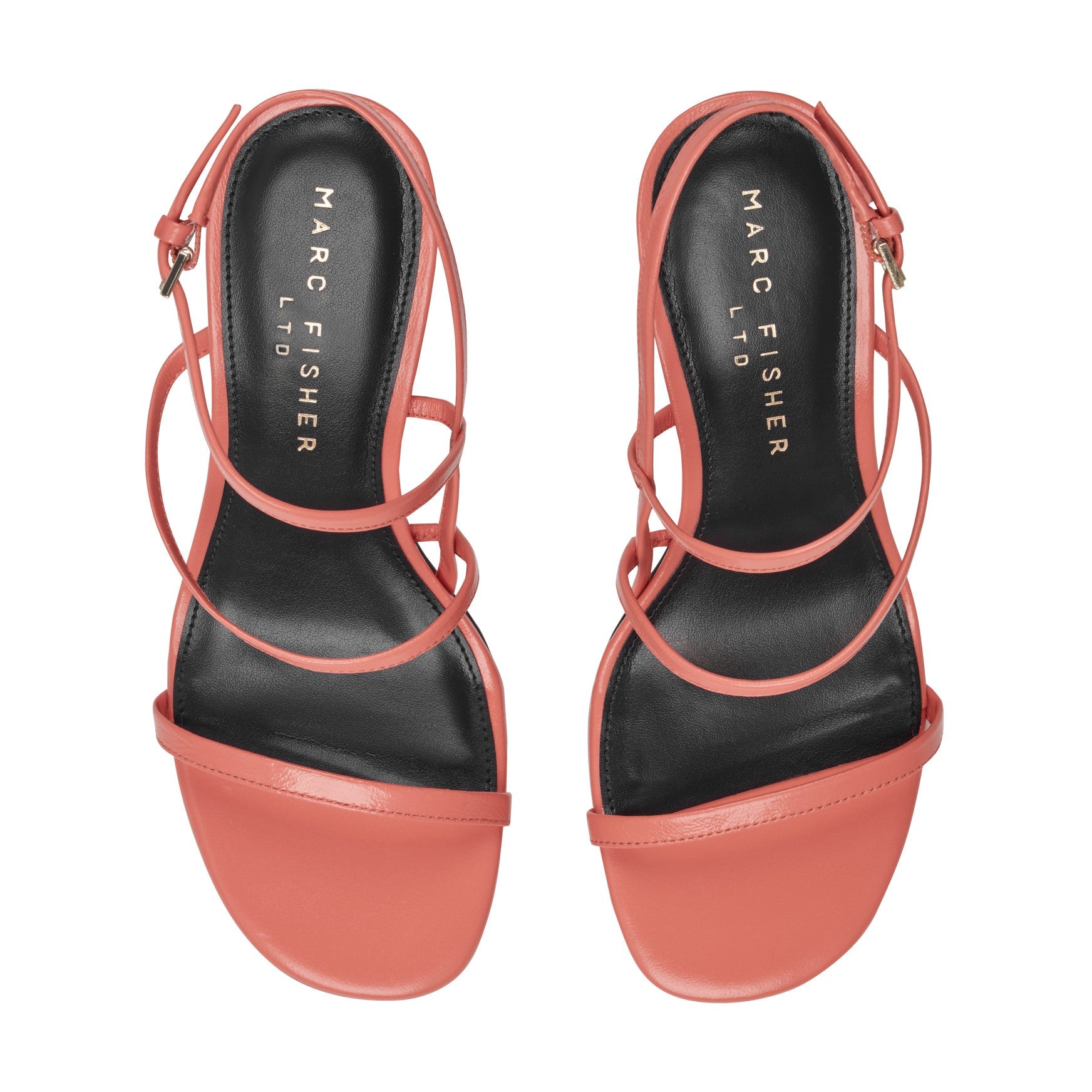 Denzi Strappy Leather Sandal - Coral Leather / Marc Fisher US