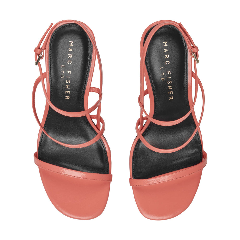 Denzi Strappy Leather Sandal - Coral Leather / Marc Fisher US