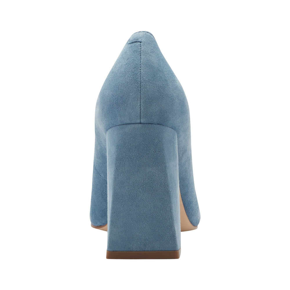 Minny Leather Block Heel Pump - Blue Suede / Marc Fisher On Sale