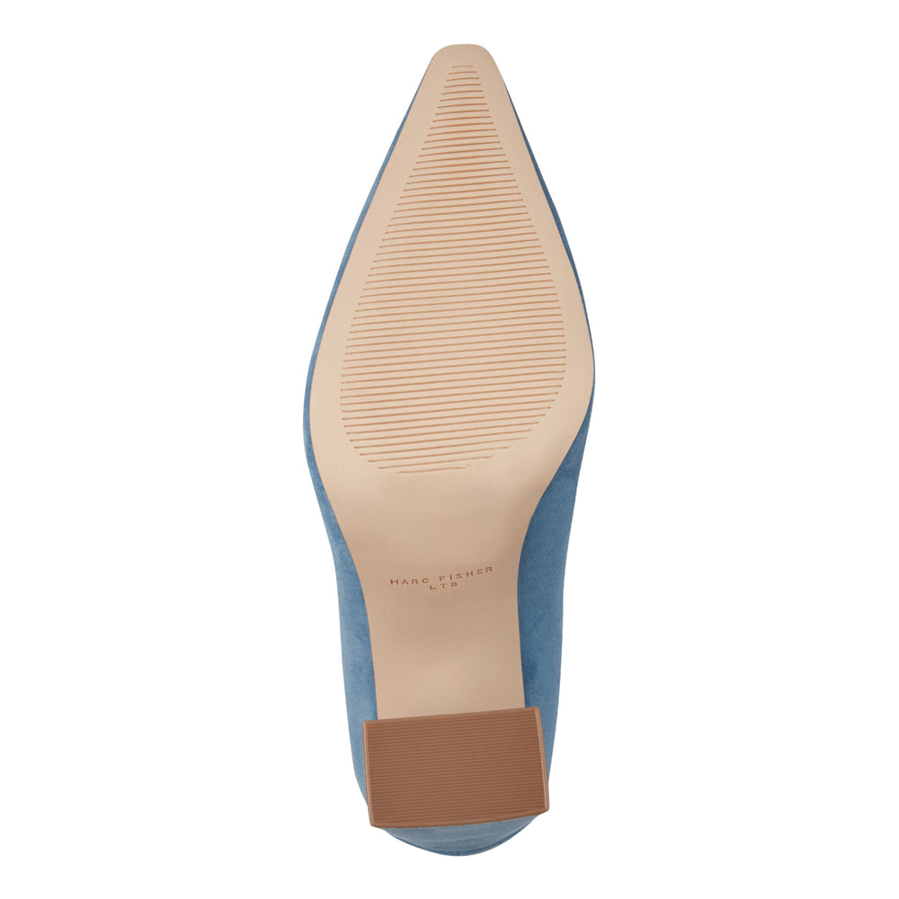 Minny Leather Block Heel Pump - Blue Suede / Marc Fisher On Sale