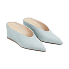 Malley Leather Wedge Mule - Blue Suede / Marc Fisher For Sale