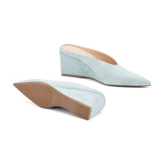 Malley Leather Wedge Mule - Blue Suede / Marc Fisher For Sale