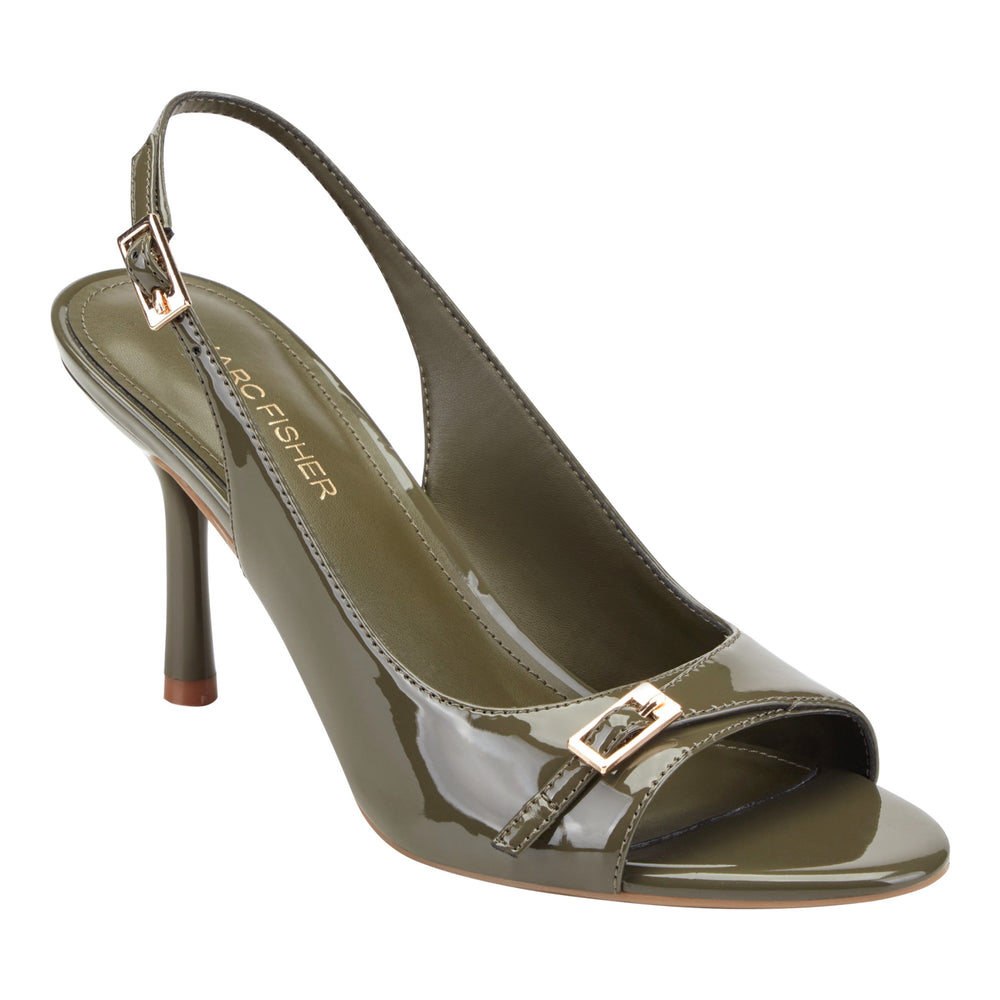 Paza Peep Toe Pump - Dark Green Patent / Marc Fisher Sale