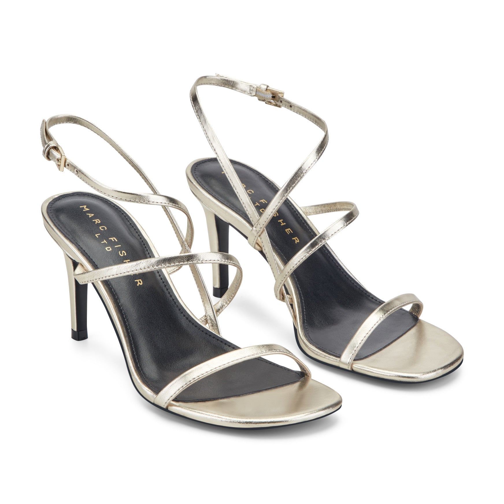 Denzi Strappy Leather Sandal - Platino Leather / Marc Fisher Outlet