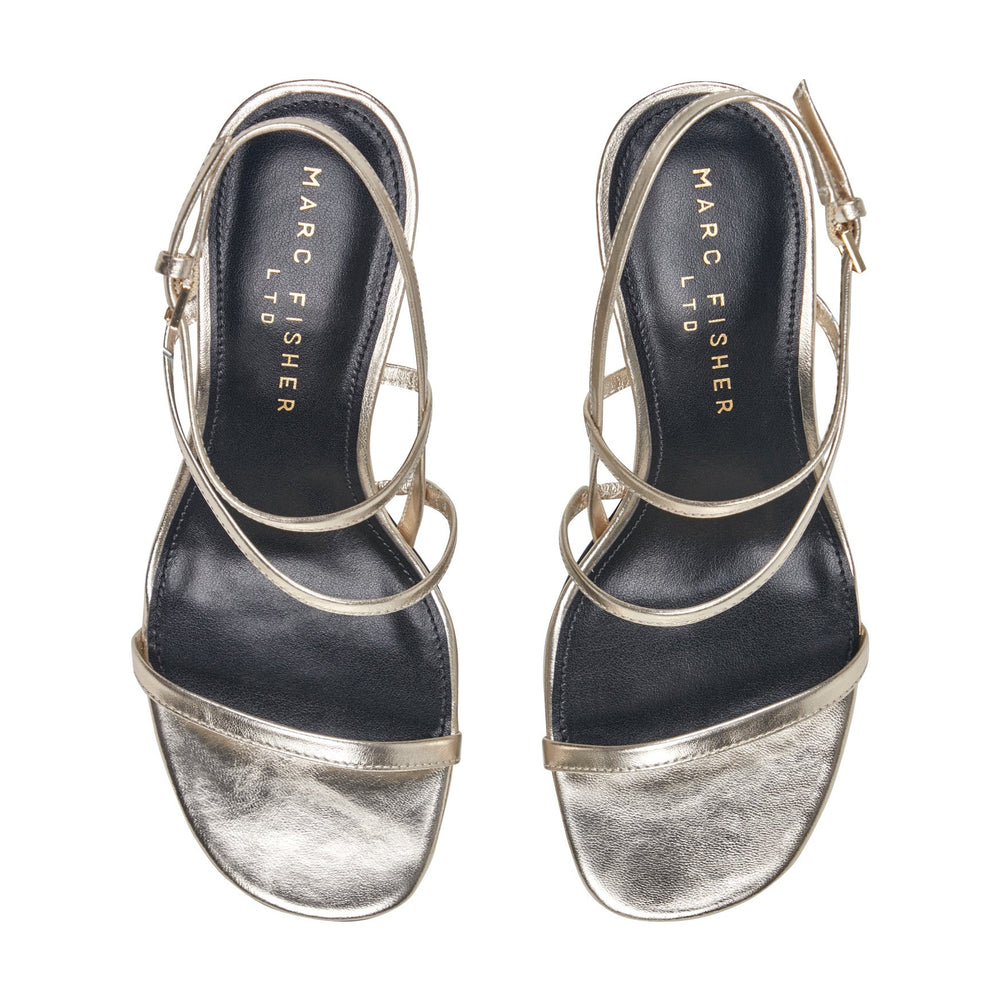 Denzi Strappy Leather Sandal - Platino Leather / Marc Fisher Outlet