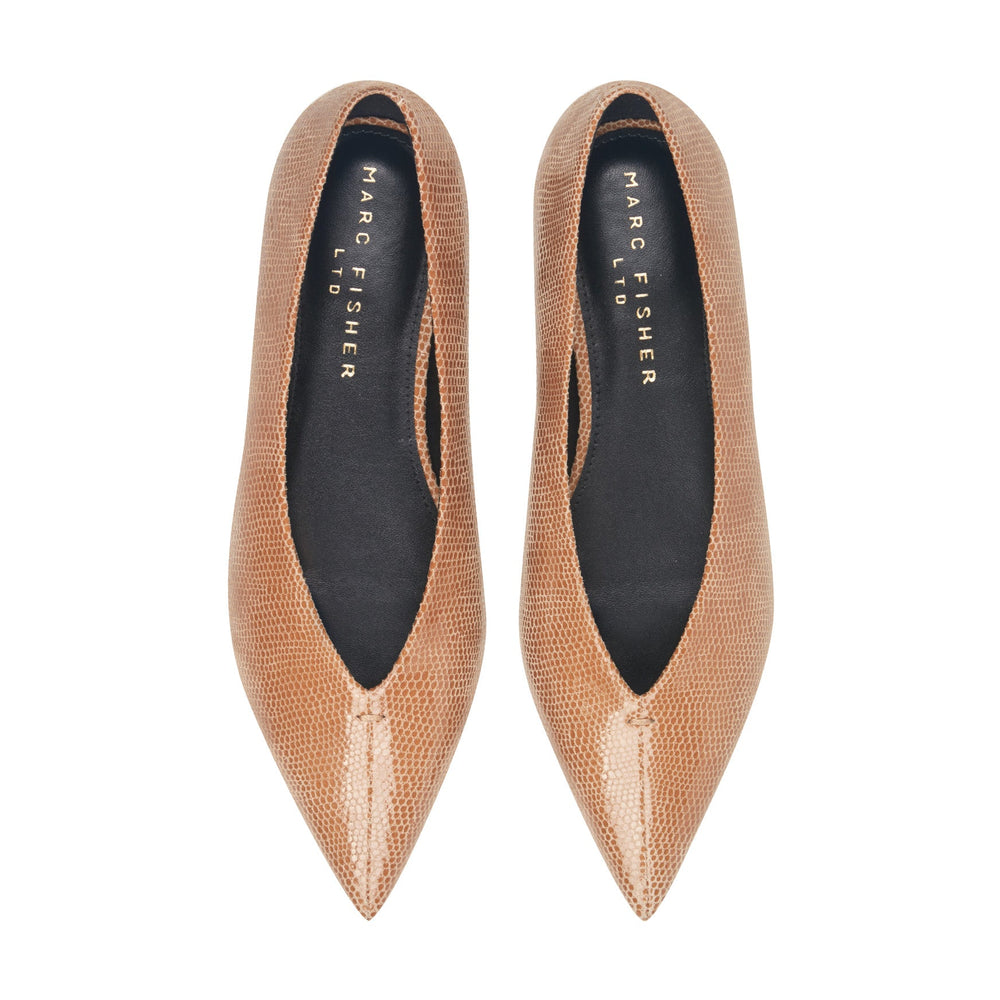 Casee Leather Flat - Natural Embossed Leather / Marc Fisher On Sale