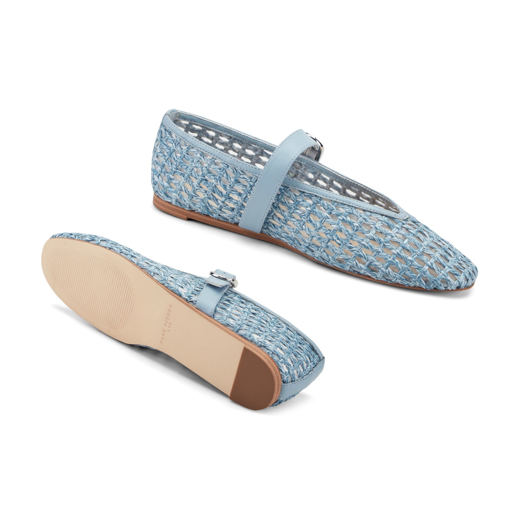 Godea Mary Jane Ballet Flat - Light Blue Raffia / Marc Fisher Outlet