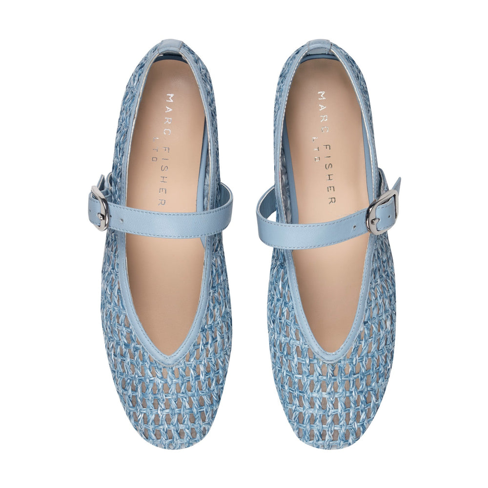 Godea Mary Jane Ballet Flat - Light Blue Raffia / Marc Fisher Outlet