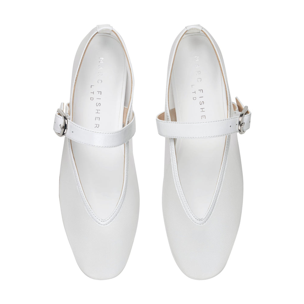 Godina Mesh Mary Jane Ballet Flat - White mesh / Marc Fisher Discount