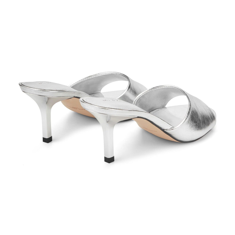 Finny Leather Mule Sandal - Silver Leather / Marc Fisher Outlet