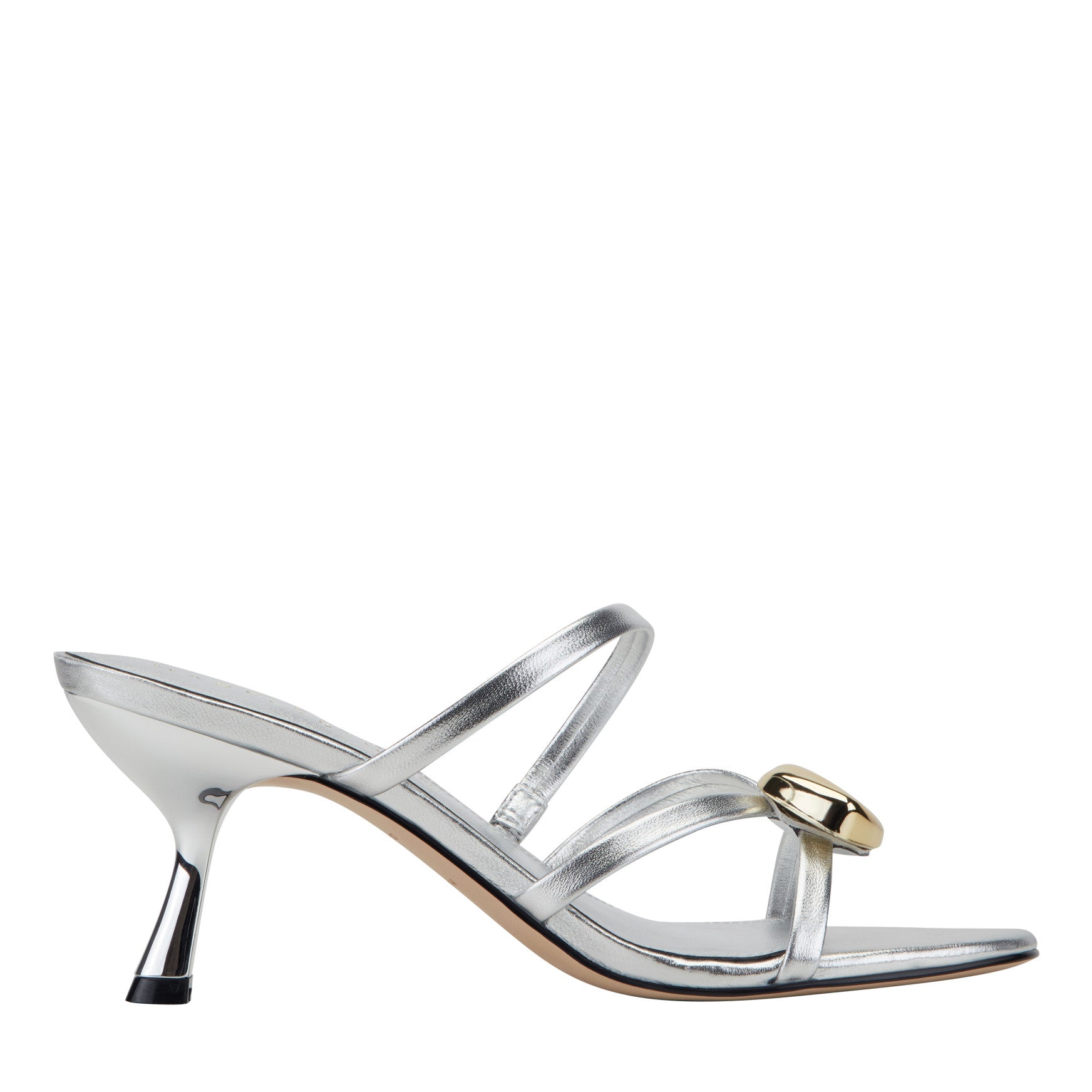 Natesa Leather Embellished Sandal - Silver Leather / Marc Fisher US