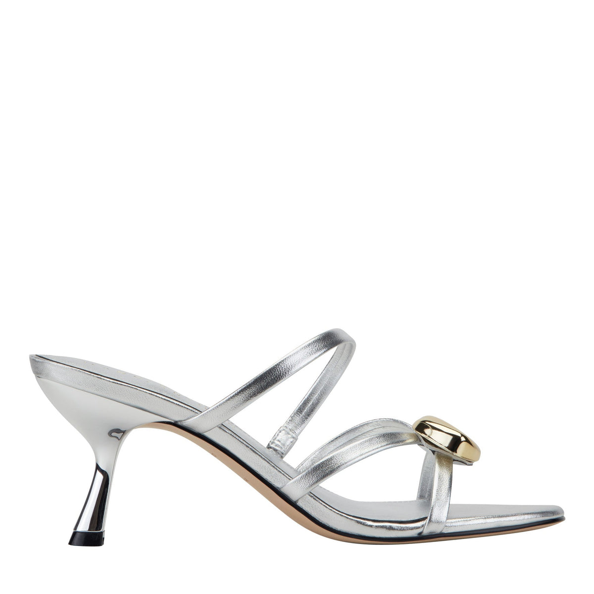 Natesa Leather Embellished Sandal - Silver Leather / Marc Fisher US