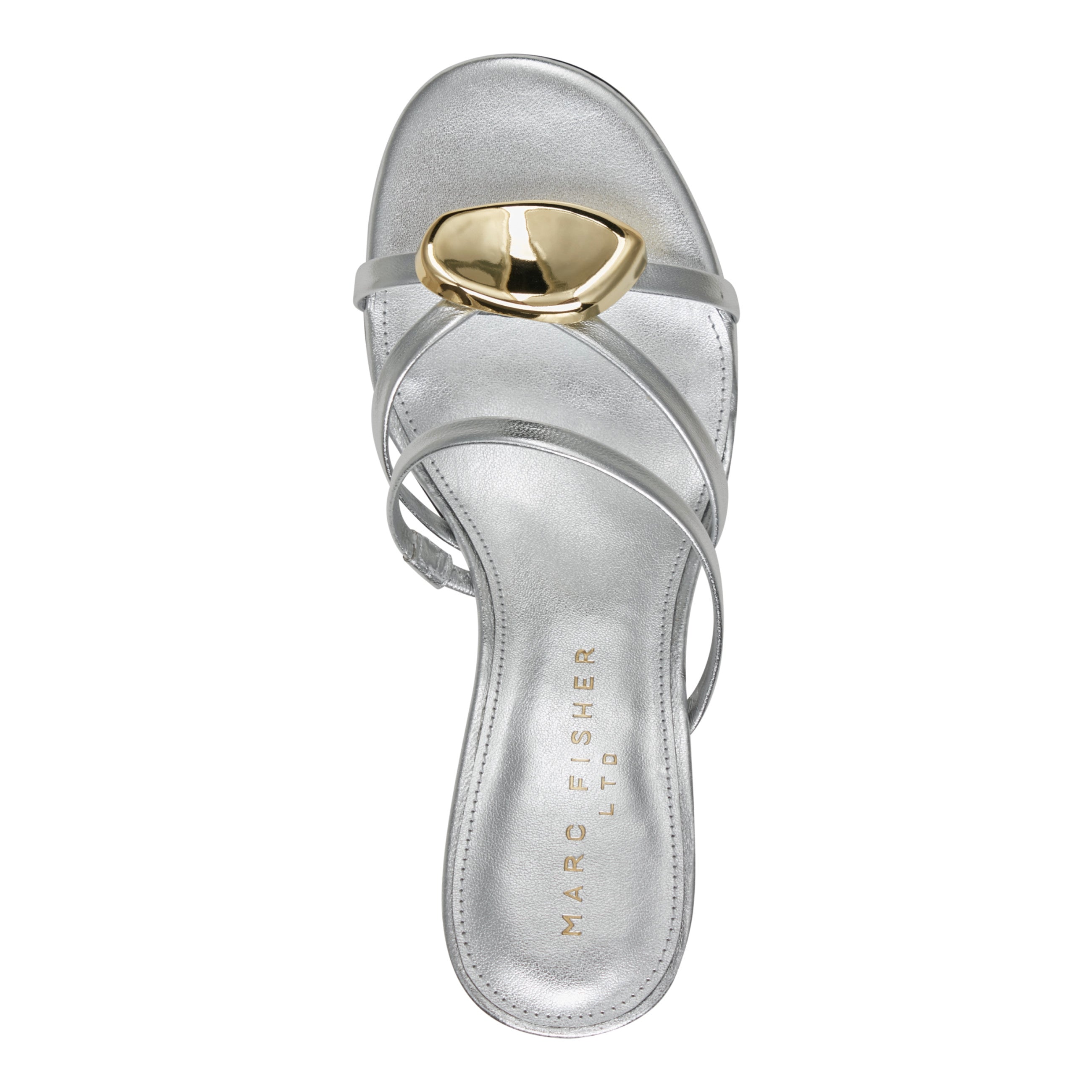 Natesa Leather Embellished Sandal - Silver Leather / Marc Fisher US