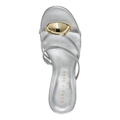 Natesa Leather Embellished Sandal - Silver Leather / Marc Fisher US