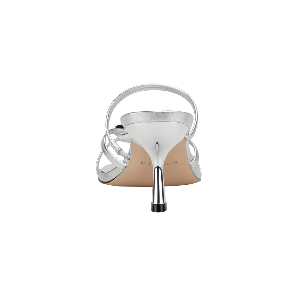 Natesa Leather Embellished Sandal - Silver Leather / Marc Fisher US