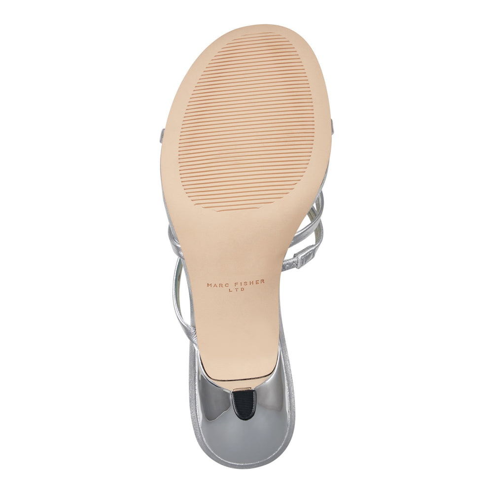 Natesa Leather Embellished Sandal - Silver Leather / Marc Fisher US