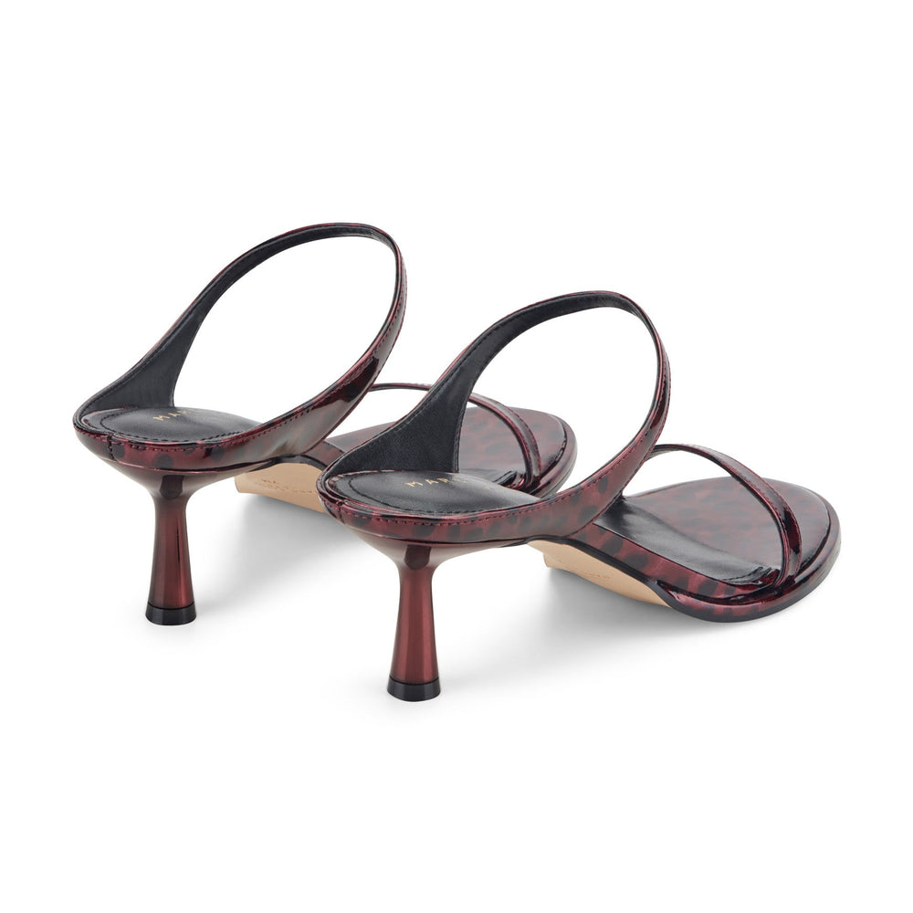 Alonde Leather Heeled Slide Sandal - Dark Red Patent Leather / Marc Fisher Outlet