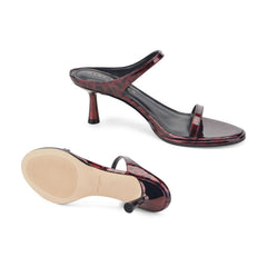 Alonde Leather Heeled Slide Sandal - Dark Red Patent Leather / Marc Fisher Outlet