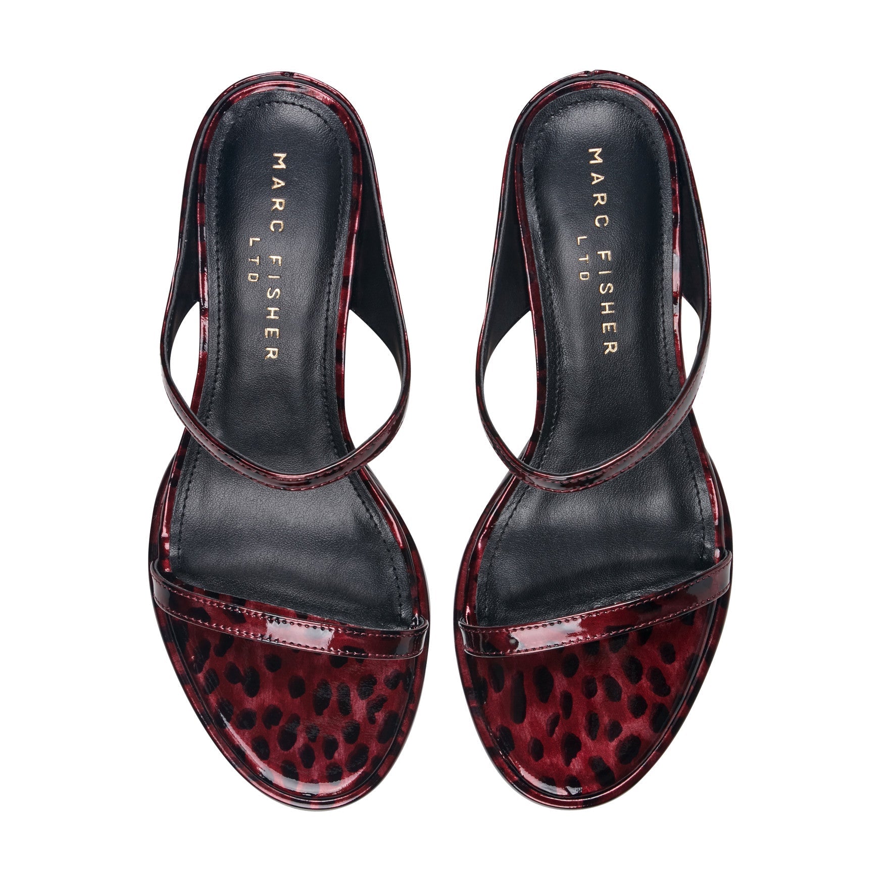 Alonde Leather Heeled Slide Sandal - Dark Red Patent Leather / Marc Fisher Outlet