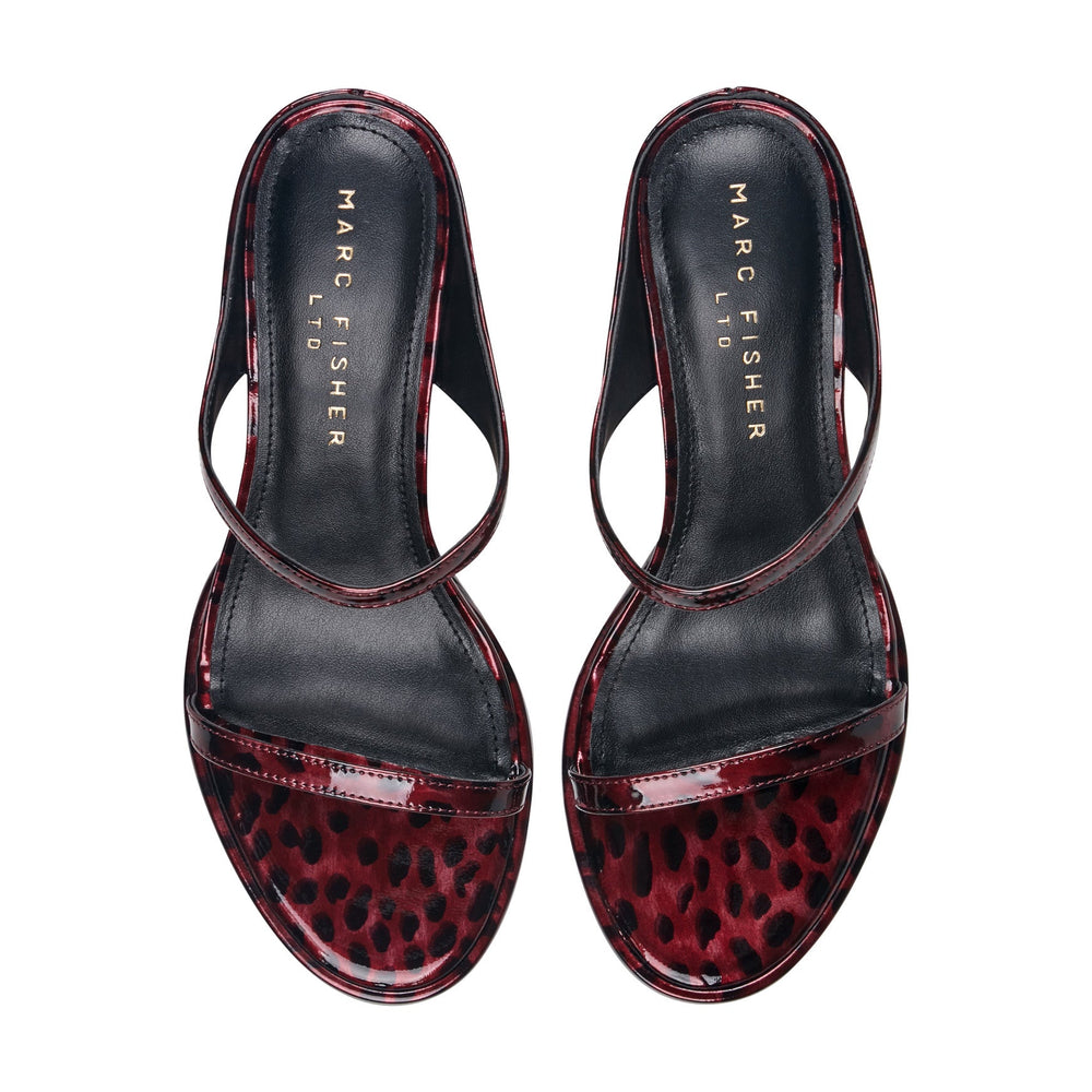 Alonde Leather Heeled Slide Sandal - Dark Red Patent Leather / Marc Fisher Outlet