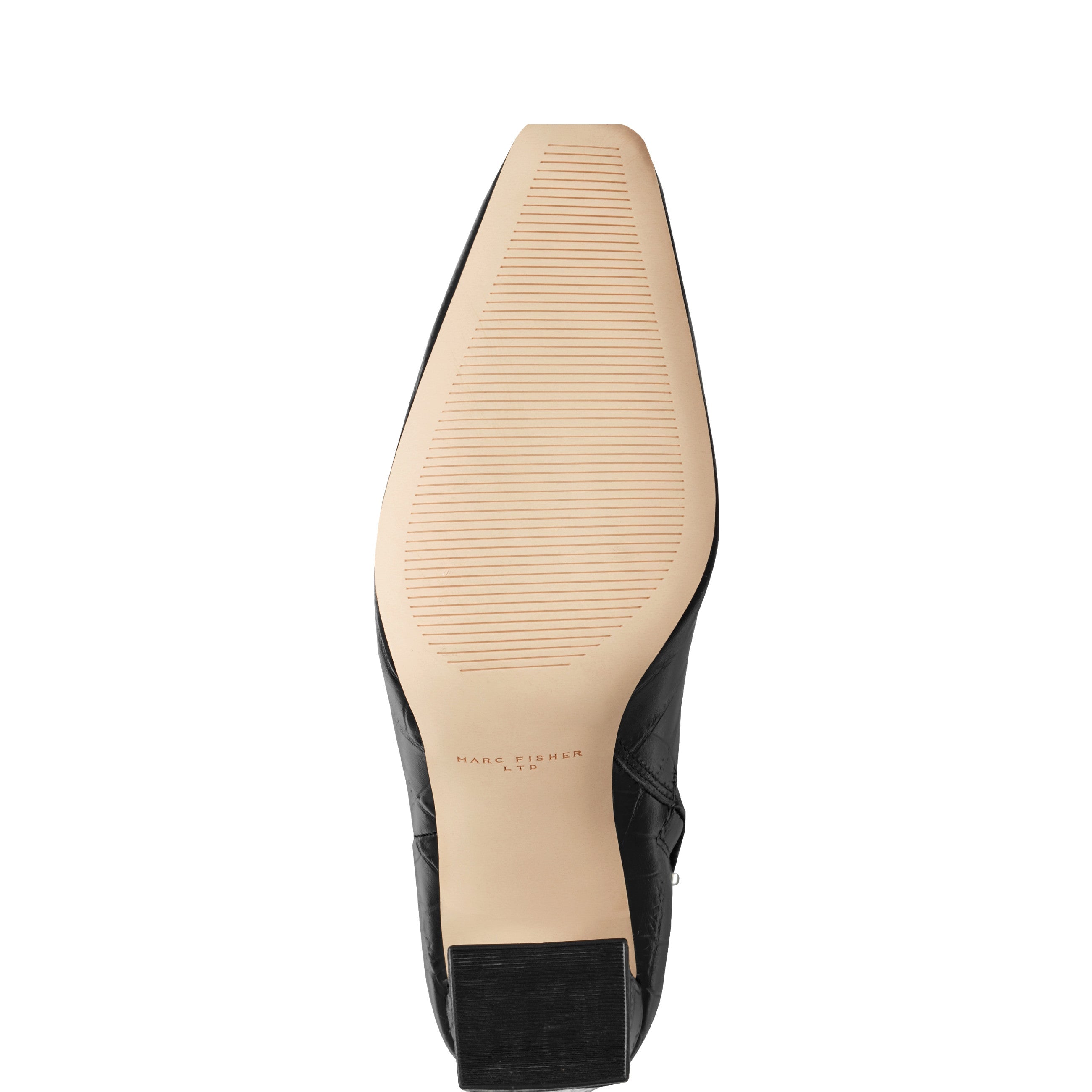 Novella Block Heel Leather Ankle Bootie - Embossed Black Croco Leather / Marc Fisher Sale