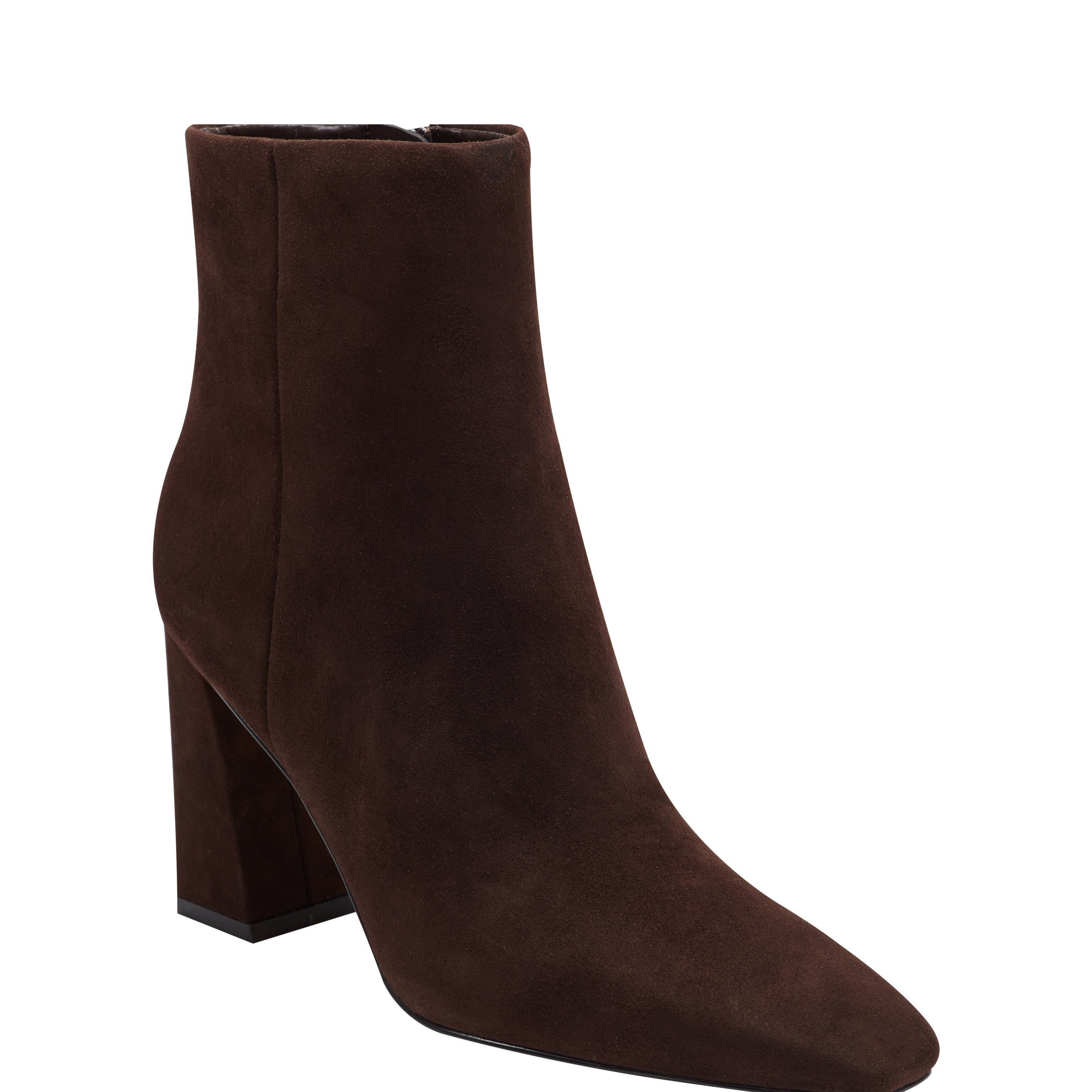 Novella Block Heel Leather Ankle Bootie - Dark Brown Suede / Marc Fisher Discount