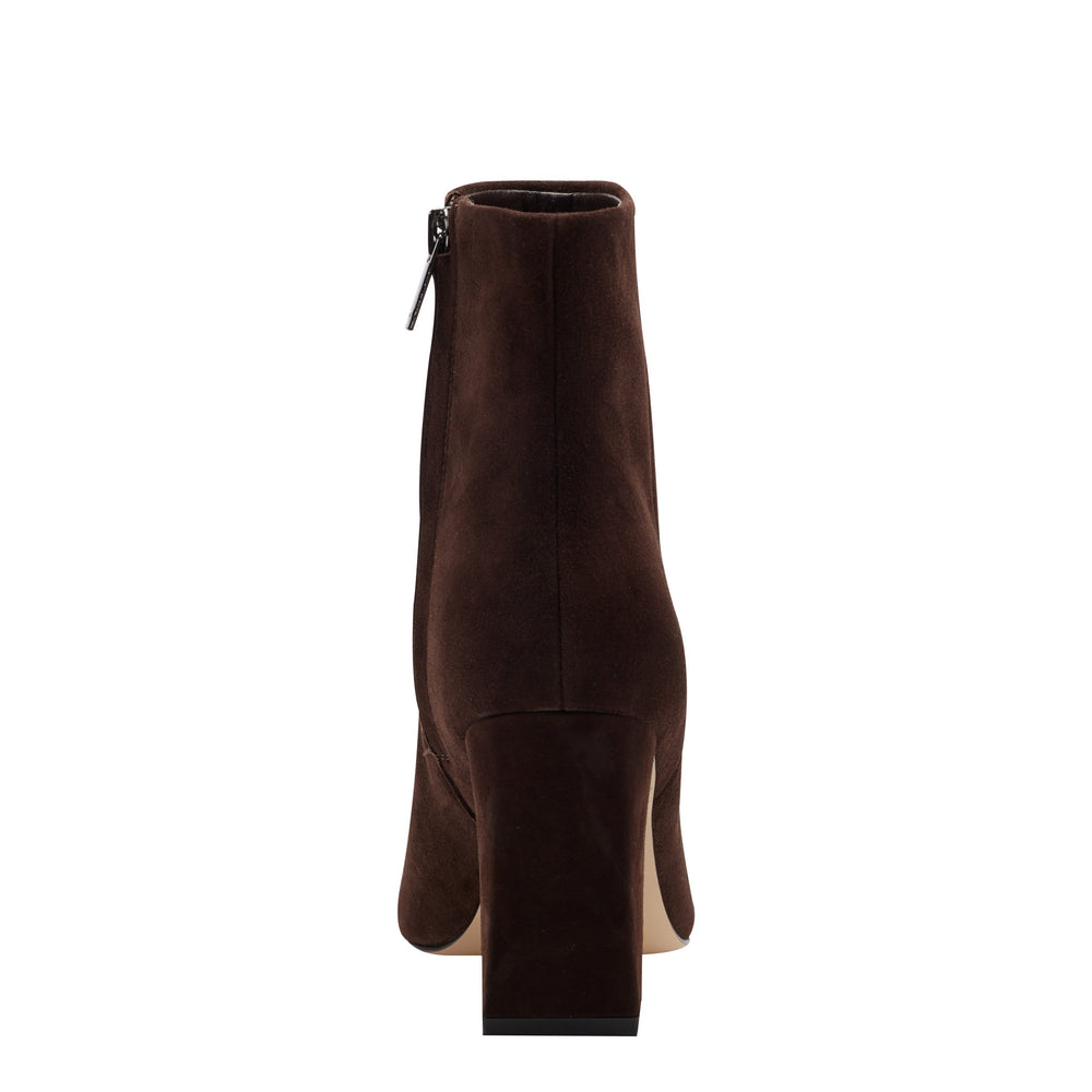Novella Block Heel Leather Ankle Bootie - Dark Brown Suede / Marc Fisher Discount
