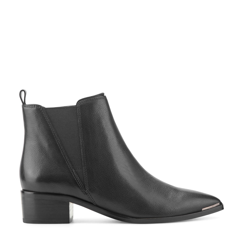 Yale Pointy Toe Chelsea Leather Bootie - Black Leather / Marc Fisher Online
