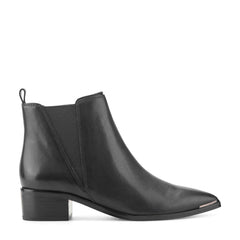 Yale Pointy Toe Chelsea Leather Bootie - Black Leather / Marc Fisher Online