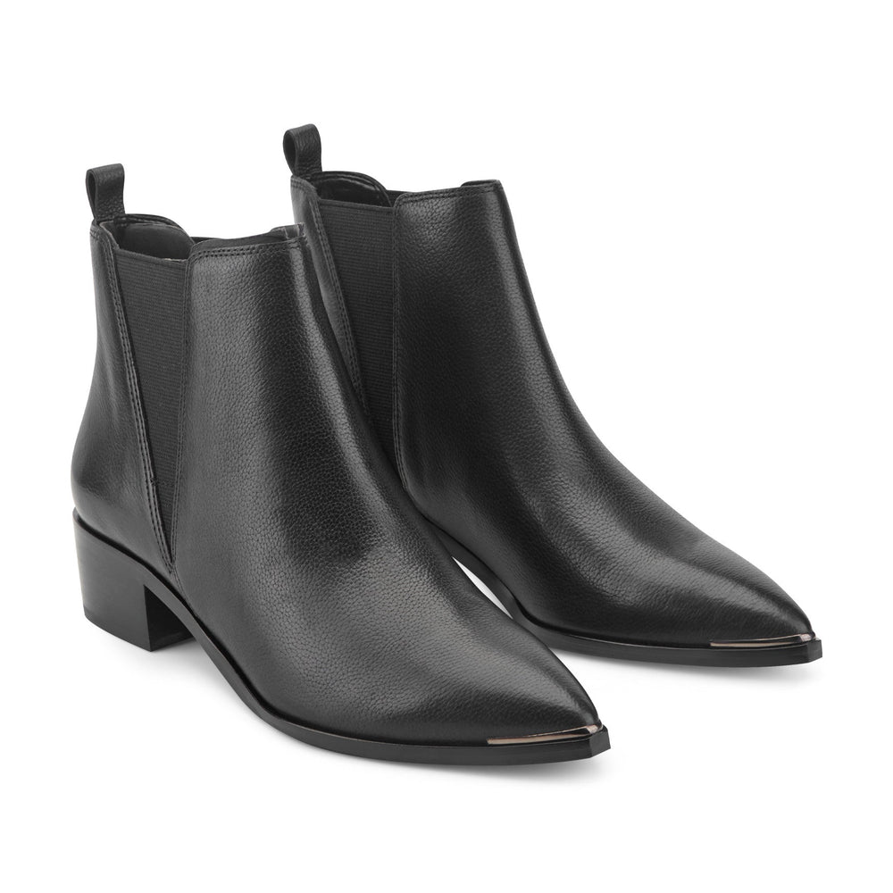 Yale Pointy Toe Chelsea Leather Bootie - Black Leather / Marc Fisher Online