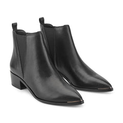 Yale Pointy Toe Chelsea Leather Bootie - Black Leather / Marc Fisher Online