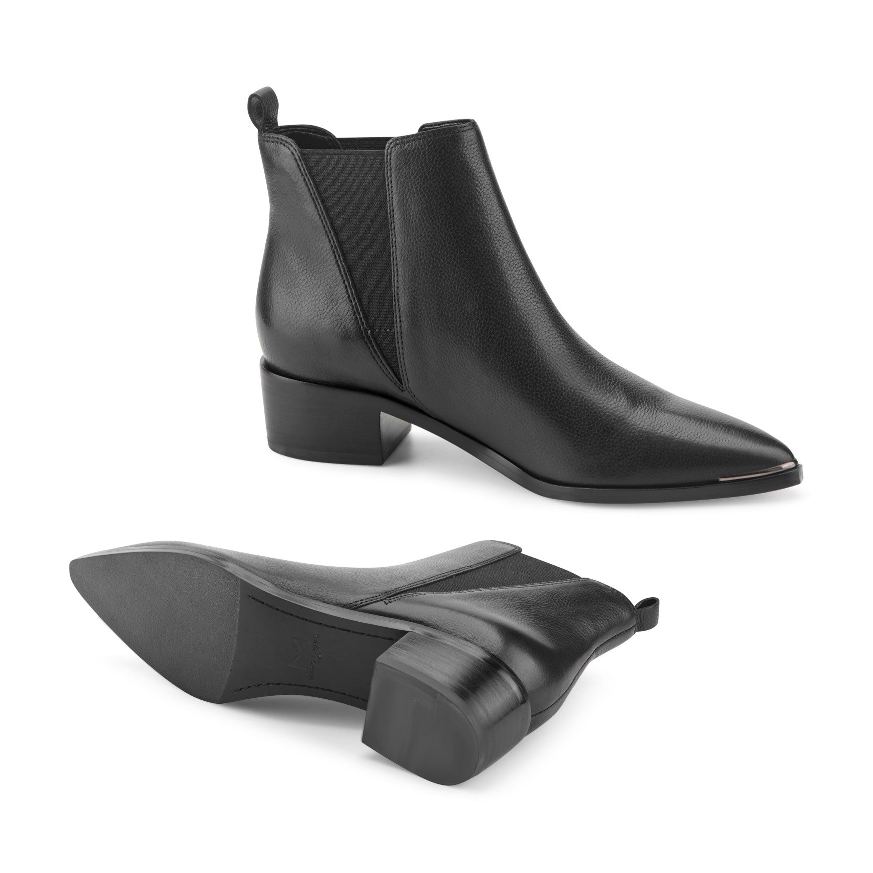 Yale Pointy Toe Chelsea Leather Bootie - Black Leather / Marc Fisher Online