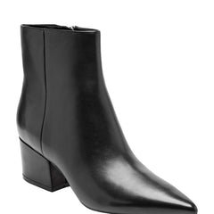 Alfie Block Heel Leather Ankle Bootie - Black Leather / Marc Fisher US