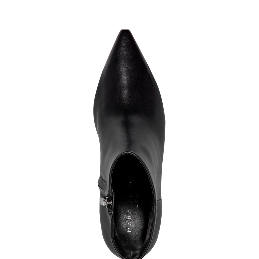 Alfie Block Heel Leather Ankle Bootie - Black Leather / Marc Fisher US