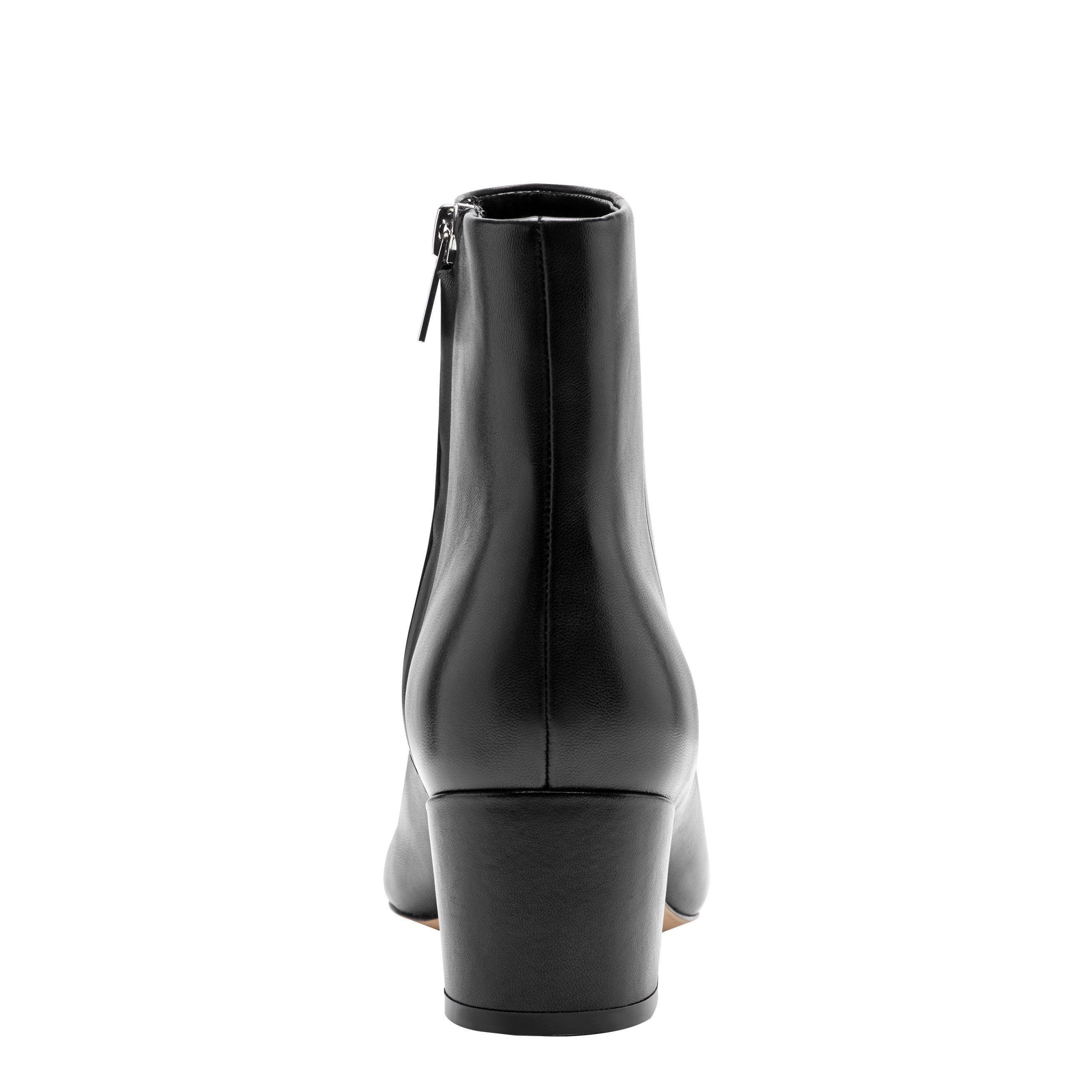 Alfie Block Heel Leather Ankle Bootie - Black Leather / Marc Fisher US