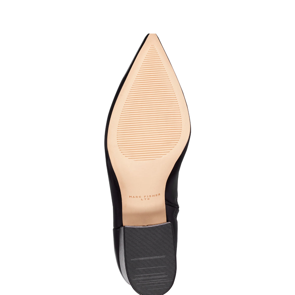 Alfie Block Heel Leather Ankle Bootie - Black Leather / Marc Fisher US