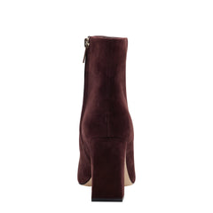 Novella Block Heel Leather Ankle Bootie - Dark Red Suede / Marc Fisher For Sale